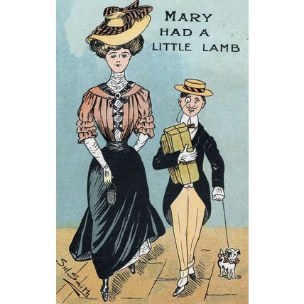 Mary Had A Little Lamb Dominant Lady Old Comic Postcard