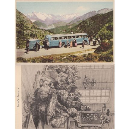 Swedish Church Service Mountain Bus 2x Postcard s