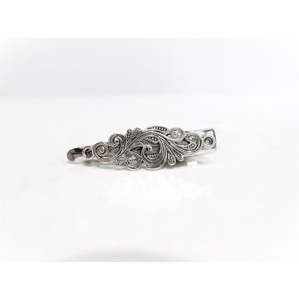 Small tiny silver metal filigree hair pin alligator clip barrette for fine thin