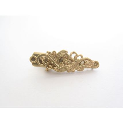 Small tiny gold metal filigree hair pin alligator clip barrette for fine thin