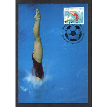 Australia - 1991 - 85c Sport (Diving), Maxi-Card, First Day of Issue