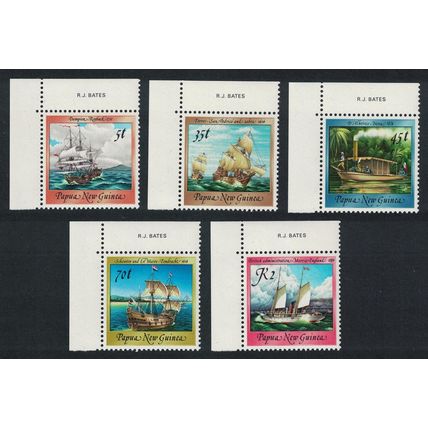Papua NG Ships 5v Corners 1987 MNH SG#544=556