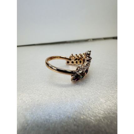Ring Bomb Party Sz6 RBP Cluster Rainbow Gems Yellow Gold P Band Costume Jewelry