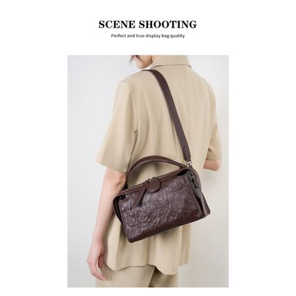 Genuine Leather Women Shoulder Handbags Brown