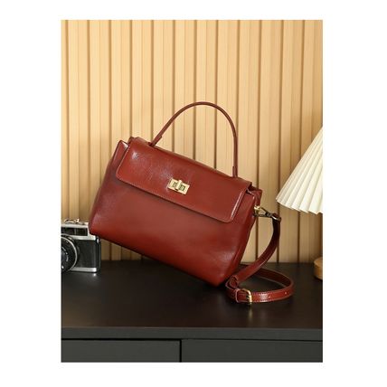 Genuine Leather Women Handbag and Shoulder Bag Brown