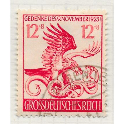 GERMANY 1944 HITLERS INSURRECTION EAGLE KILLING 3 HEADED SERPENT USED Mi 906