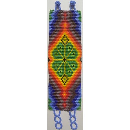 Traditional Huichol Art. Mexico Glass Seed Beads Bracelet. Floral Motives 11