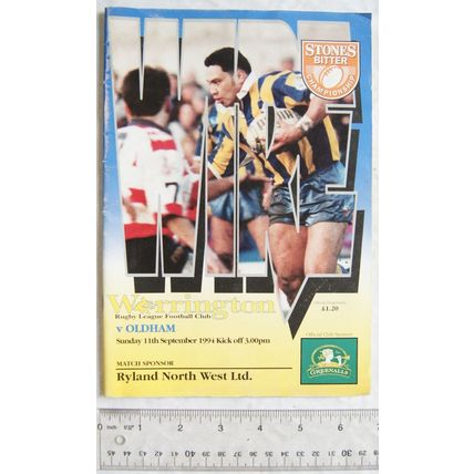 1994 programme Warrington v. Oldham