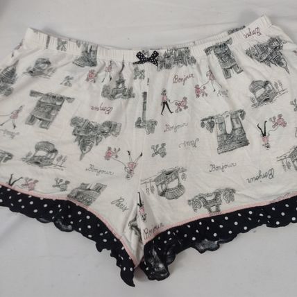 Layla Women's Sleepwear Shorts White/Black Elastic Waist Sz Med Juniors