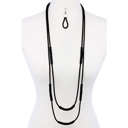 New Double Layer Chic Long Necklace And Earring Set
