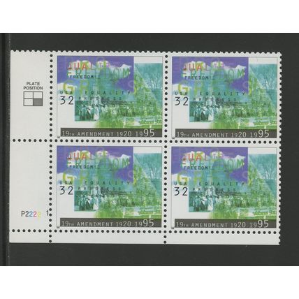 US 2980, 1995 32c Woman Suffrage, LL PBof4, VF, MNH (US247)