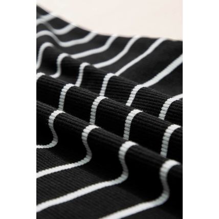 Black Stripe Ribbed Knit Tank Mini Dress