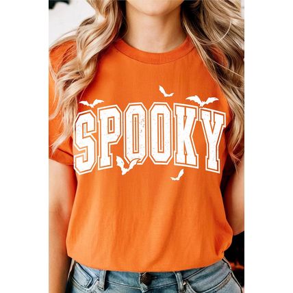 Orange SPOOKY Bats Halloween Graphic T Shirt