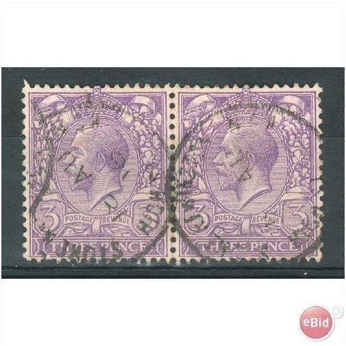 GB stamps 1912 - SG376 - KGV - 3d violet x 2 - used