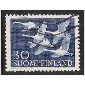 Mi 466: 30 Mk. violet-ultramarine Northern Countries' Day: Five Whooper Swans.