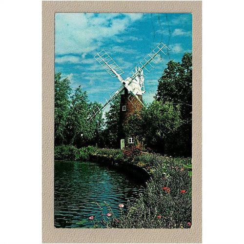 Norfolk postcard Hunsett Mill River Ant Norfolk Broads posted 1961
