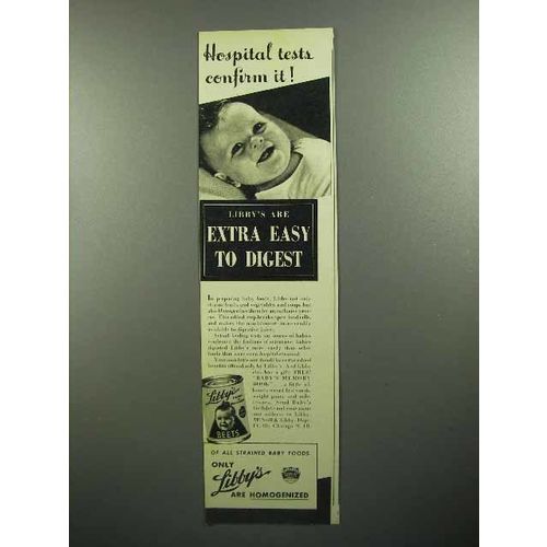 1945 Libby's Baby Food Ad - Hospital Tests Confirm It