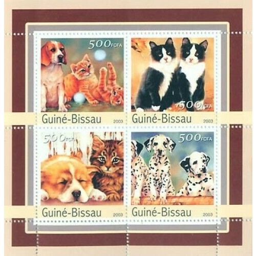 GUINE BISSAU 2003 SHEET MNH CATS CHATS DOGS CHIENS KATZEN HUNDEN CAES GATOS 1