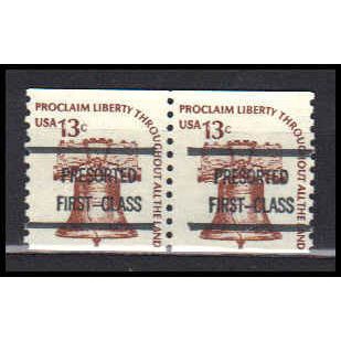 1618av 13c Liberty Bell Very Fine MNH Dry Gum Gap Pair PreCnx CA0278