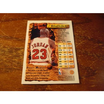 1993/94 Topps Finest, MICHAEL JORDAN, HOF, Bulls, #1