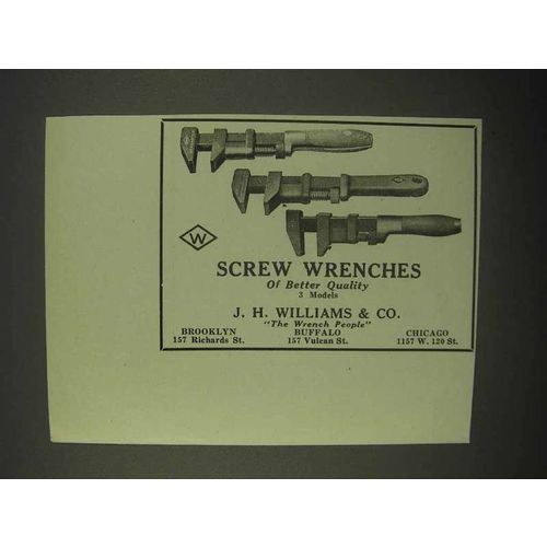 1922 J.H. Williams Screw Wrenches Ad