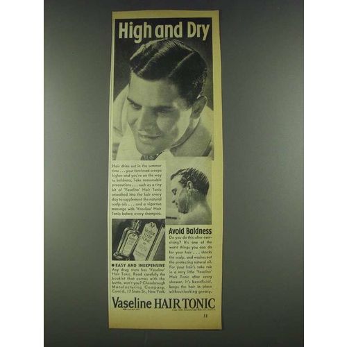 1936 Vaseline Hair Tonic Ad - High and Dry