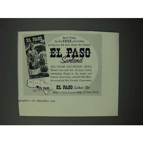 1960 El Paso Texas Tourism Ad - Sunland