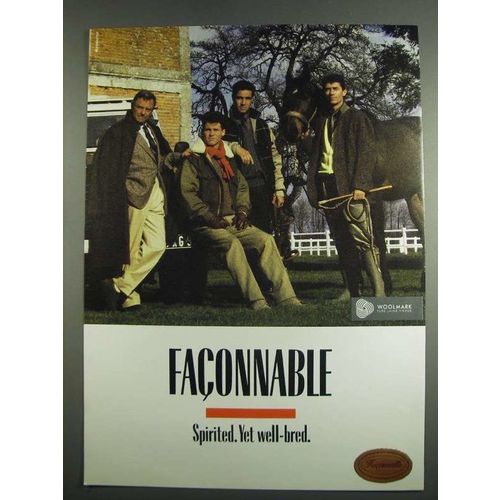 1984 Faconnable Fashion Ad - Spirited Yet Well-Bred