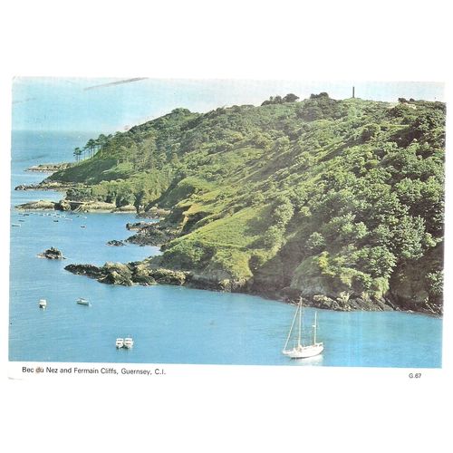 BEC DU NEZ and FERMAIN CLIFFS, GUERNSEY used postcard 1988 POSTMARK #