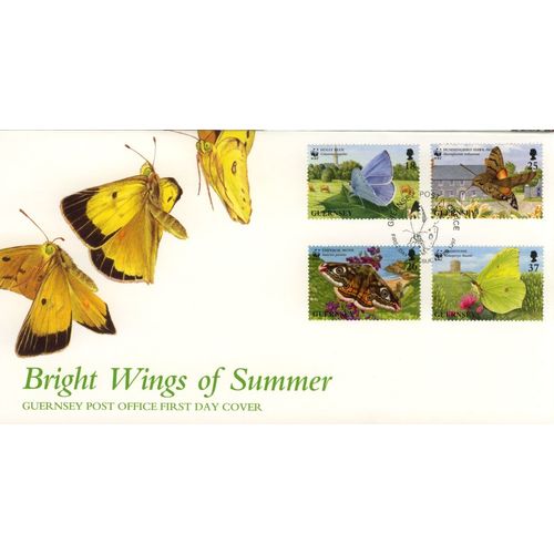 Guernsey 1997 WWF Briight Wings of Summer set of 4 - FDC dated 12 Feb 1997
