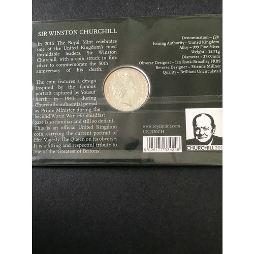 ELIZABETH II ROYAL MINT THREE TWENTY POUNDS FINE SILVER COINS 2013/2014/2015.
