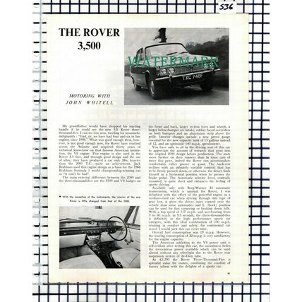 The Rover 3500 Car REVIEW John Whitell - 1968 Article