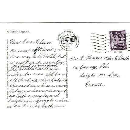 Portelet Bay Jersey Postcard posted VGC