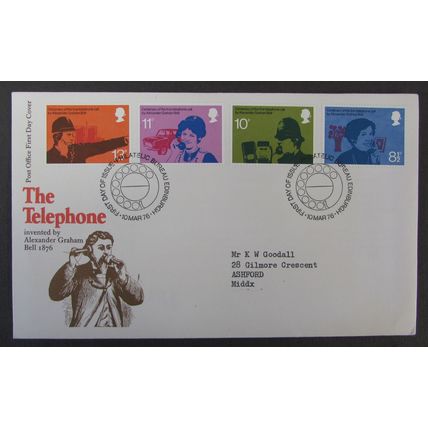 POST OFFICE - CENTENARY OF THE TELEPHONE FIRST DAY COVER 1976