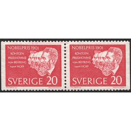 Sverige / Sweden - Facit #529BB Nobelpristagare 1901, 20 öre röd