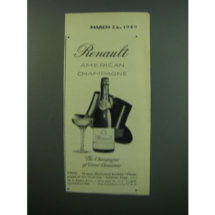 1949 Renault Champagne Ad - The Champagne of great occasions