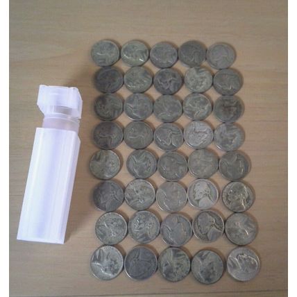 Lot of Forty U.S. Wartime Silver Nickels