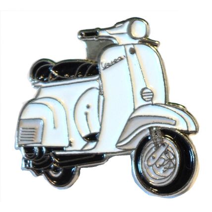 NEW White Scooter MOD Metal Scooterist Enamel Classic MODS Biker Badge 25mm