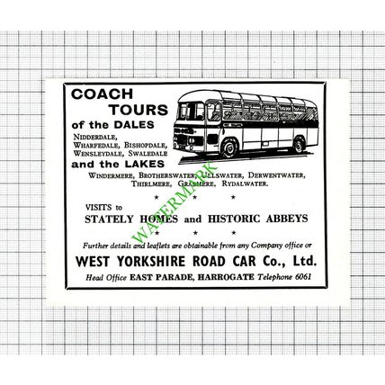 West Yorkshire Road Car Co Ltd Harrogate Advert - 1964 Small Cutting