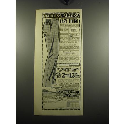 1971 Haband Slacks Ad - Haband's make-you-look-slimmer beltless slacks