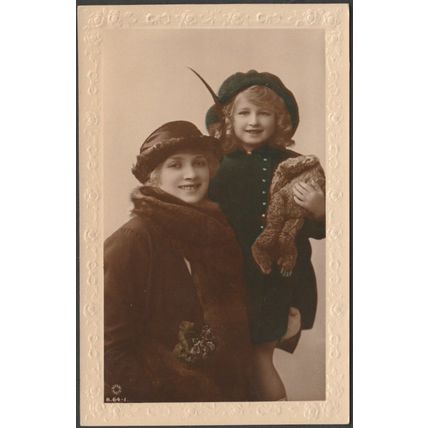 Actress Miss Gladys Cooper & Daughter Joan, c.1916 - Rotary RP Postcard