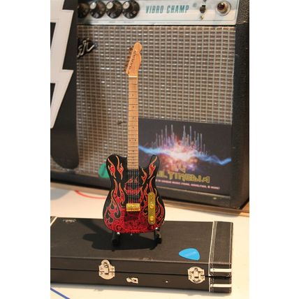 JAMES BURTON - Telecaster Red Paisley Flames Sig 1:4 Scale Replica Guitar ~New~
