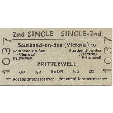B.T.C. Edmondson Ticket - Southend-on-Sea to Prittlewell