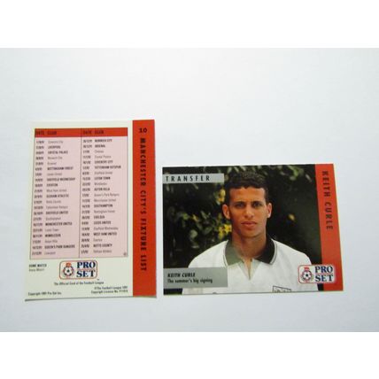 10. Manchester City - K Curle - Pro Set 1990/91 Football Fixture List Card (ef1)