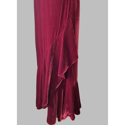 Kaliko red velvet silk suit 3 piece maxi skirt jacket top full length christmas