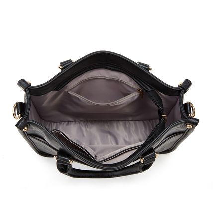 Ladies'Crossbody Bag with Wide Strap and Detachable Shoulder Strap Black