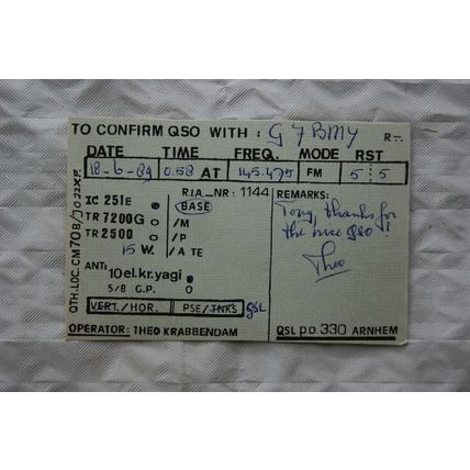 1989 QSL Card Peldorn - PL0LAJ - Theo Krabbendam