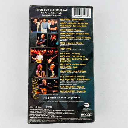 Music for Montserrat Concert VHS Video Tape Elton John, Sting, Jimmy Buffett