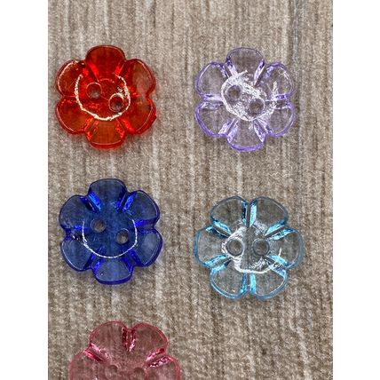 13mm Clear Flower Plastic 2 Hole Flat Buttons Baby Cardigan Knits Bright Colours