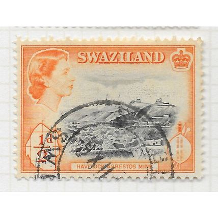 SWAZILAND 1961 HAVELOCK ASBESTOS MINE HALF CENT USED CDS CC